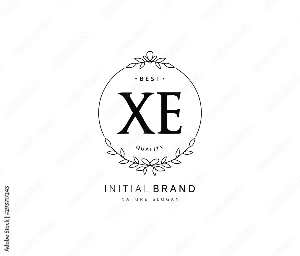 X E XE Beauty vector initial logo, handwriting logo of initial signature, wedding, fashion, jewerly, boutique, floral and botanical with creative template for any company or business.