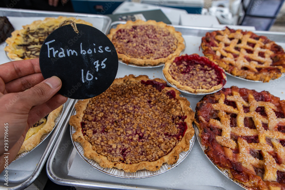 Baked goods at outdoor agriculture fair. Baked goods at outdoor agriculture fair.