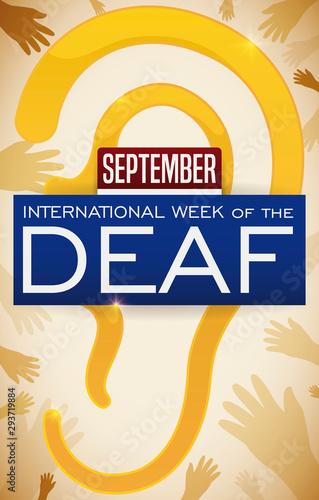 Hands around an Ear during International Week of the Deaf, Vector Illustration
