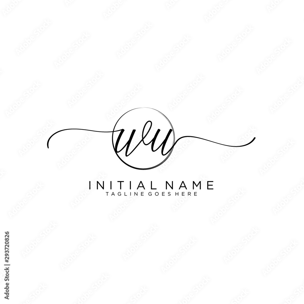 WU Initial handwriting logo with circle template vector. WU Initial handwriting logo with circle template vector.