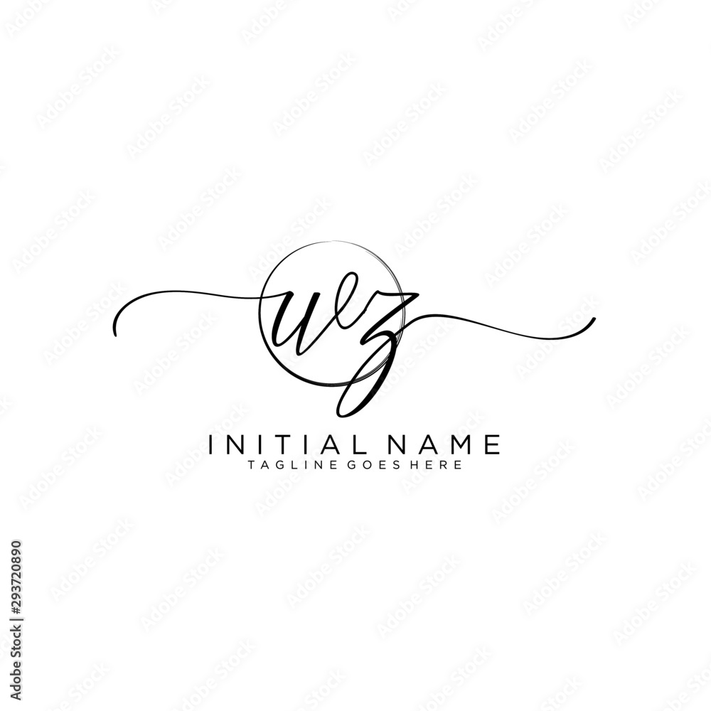 WZ Initial handwriting logo with circle template vector. WZ Initial handwriting logo with circle template vector.