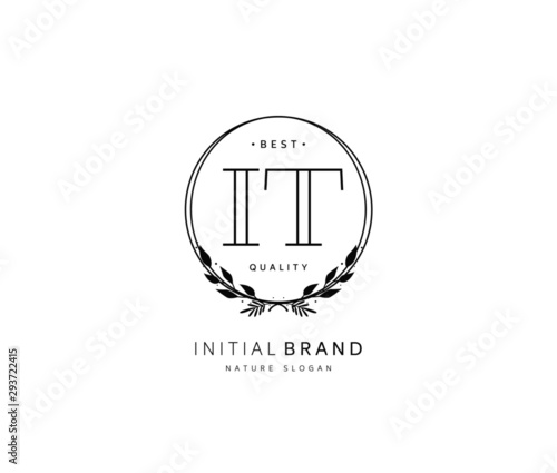I T IT Beauty vector initial logo, handwriting logo of initial signature, wedding, fashion, jewerly, boutique, floral and botanical with creative template for any company or business.