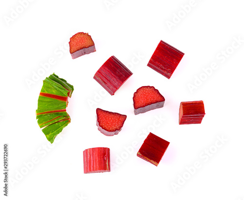 Tableau sur toile rhubarb stalks isolated on white background