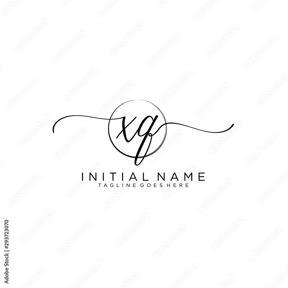 XQ Initial handwriting logo with circle template vector.