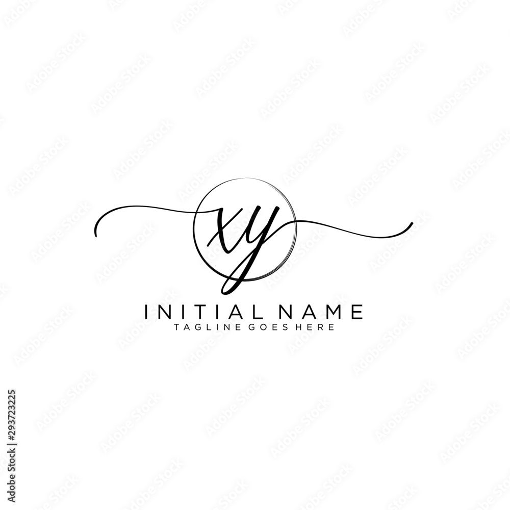 XY Initial handwriting logo with circle template vector.