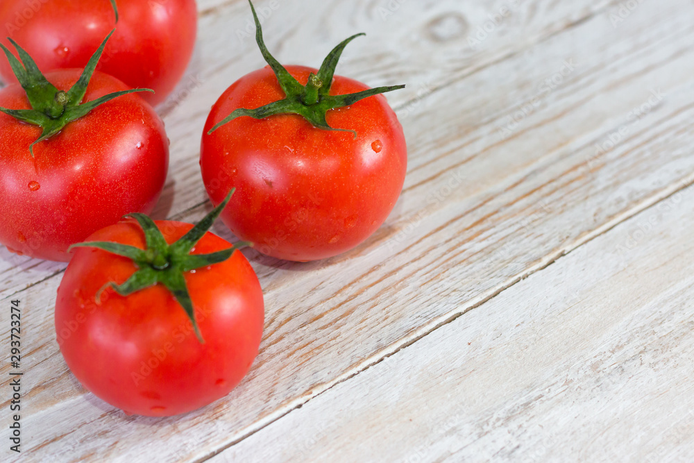 Harvest. Red tomatoes with a green stem. Space for your text. Harvest. Red tomatoes with a green stem. Space for your text.