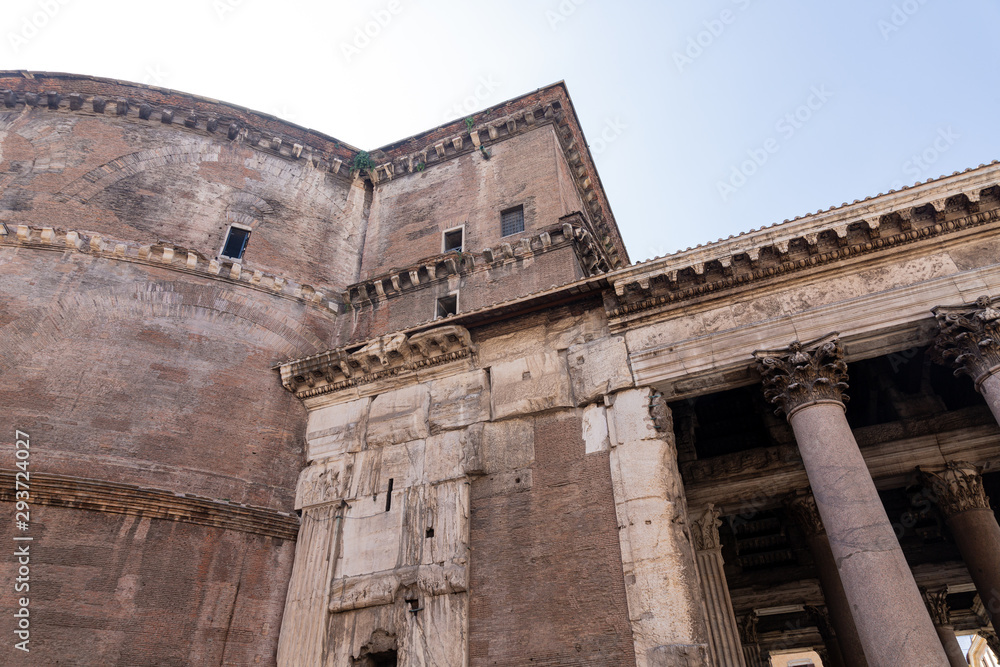 Details from exterior of Pantheon in Rome, Italy