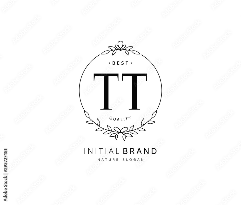 T TT Beauty vector initial logo, handwriting logo of initial signature, wedding, fashion, jewerly, boutique, floral and botanical with creative template for any company or business.
