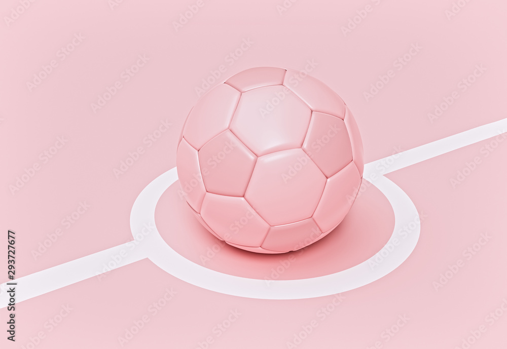 soccer ball isolated on pastel pink background. minimal concept. 3d rendering Stock Illustration Adobe Stock