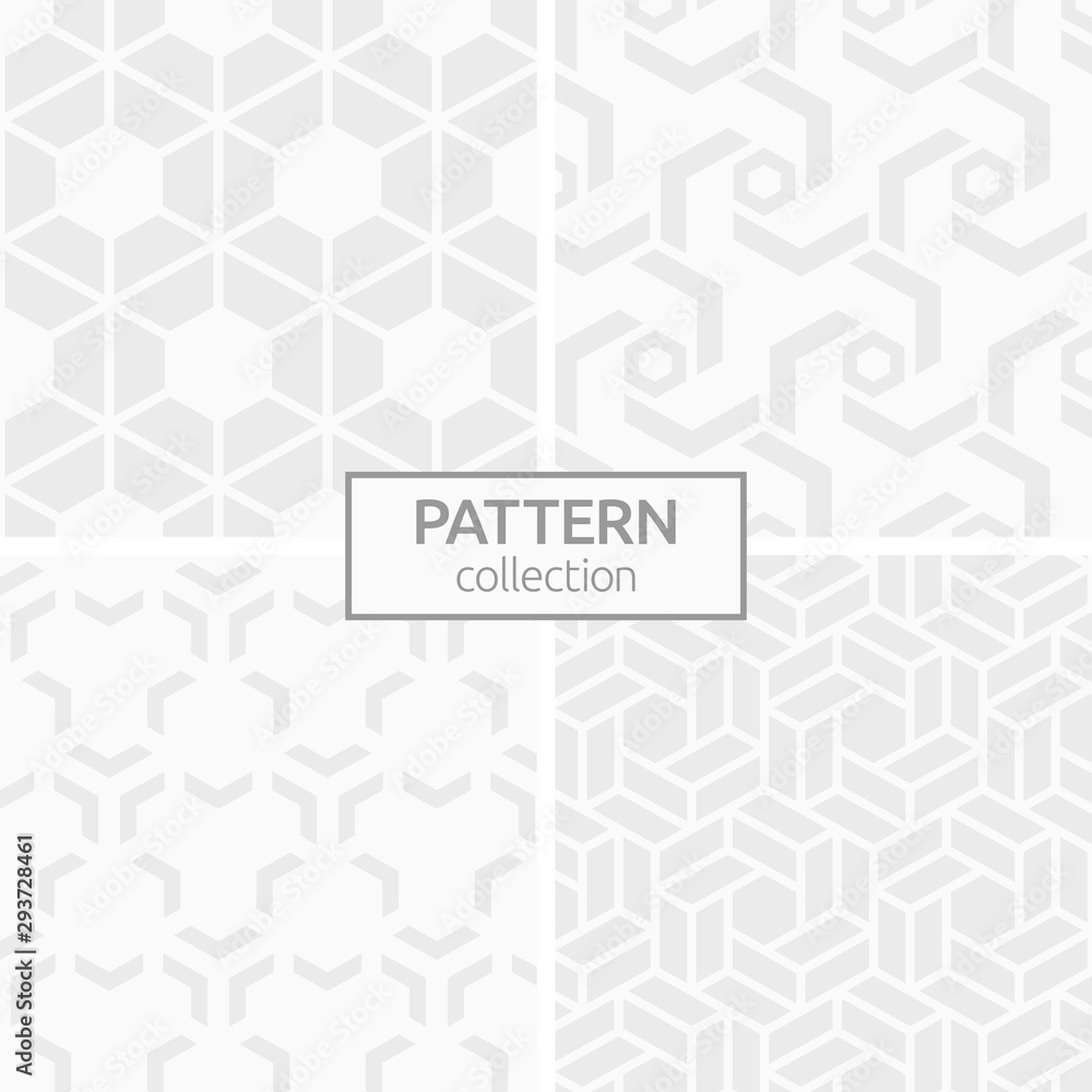 Set of four abstract geometric seamless patterns.