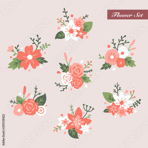 Leinwand Poster Beautiful flower corsage set