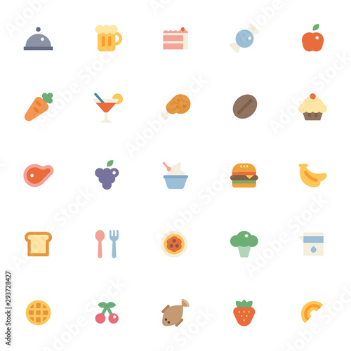 Various food icons collection set. flat design style minimal vector illustration.