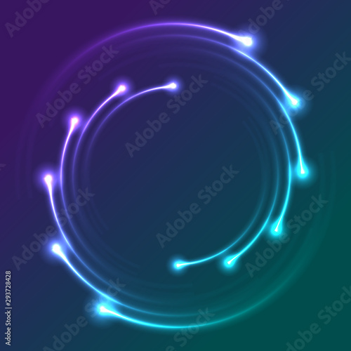 Colorful neon spiral lines abstract futuristic background. Vector glowing design