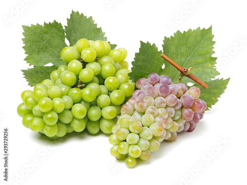 Green grapes on white background