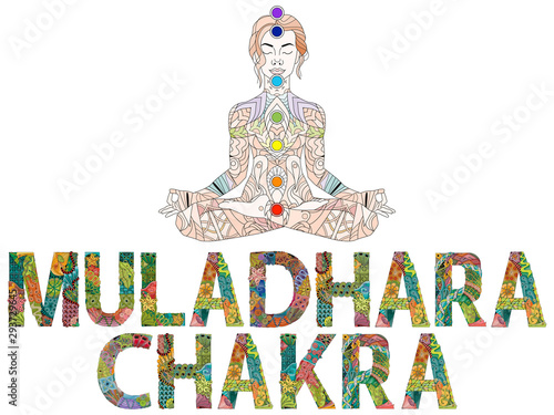 Muladhara Chakra. Vector zentangle object for decoration