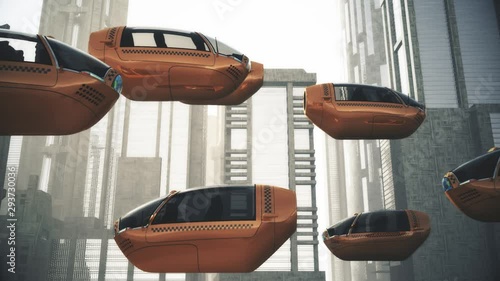 Autonomous Driverless Future EV Taxi City Traffic photo