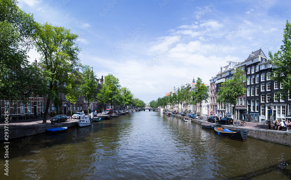 Canal for boat transport in Amsterdam city