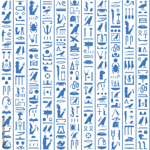 Hieroglyphs of Ancient Egypt dark blue
