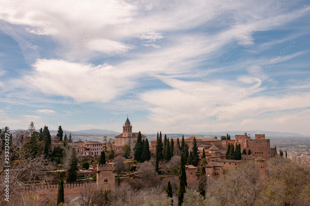 View of Alhambra castle in Granada