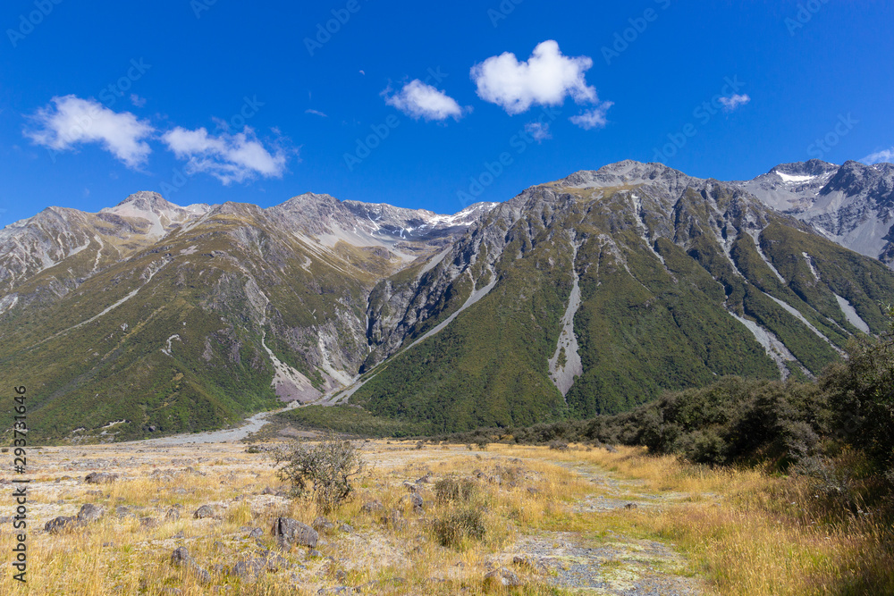 view of the valley at Mount Cook national park view of the valley at Mount Cook national park