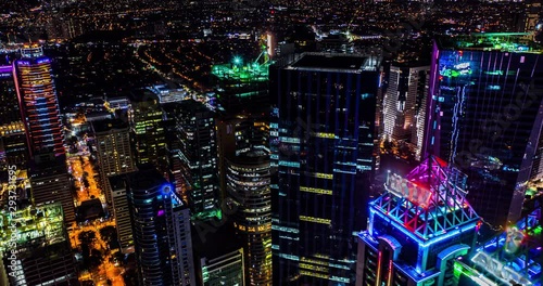 Night time hyper lapse of downtown Manila. City scape