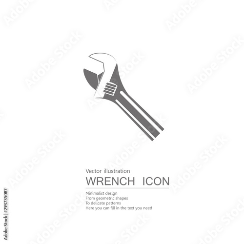 Vector drawn wrench. Isolated on white background.