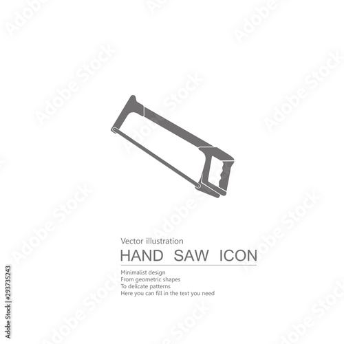 Vector drawn hand saw. Isolated on white background.