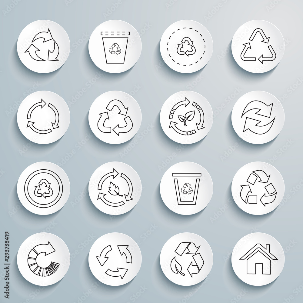 Fototapeta premium Recycling line icons set