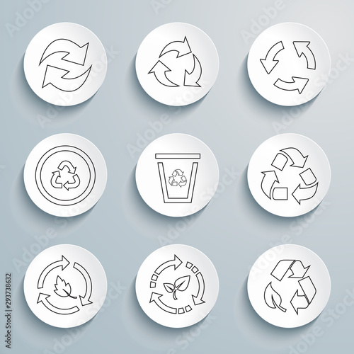 Recycling line icons set