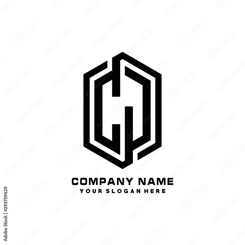 CJ initials business abstract logo in the shape of a hexagon, with a thick line connected around the letters CJ initials business abstract logo in the shape of a hexagon, with a thick line connected around the letters