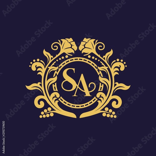 Fototapeta Naklejka Na Ścianę i Meble -  Vintage Gold Luxury Logo Design Vector Template