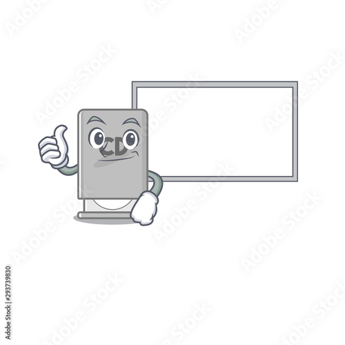 Thumbs up with board rom drive mascot isolated with cartoon