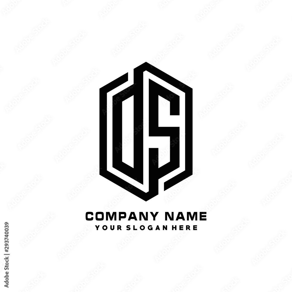 DS initials business abstract logo in the shape of a hexagon, with a thick line connected around the letters DS initials business abstract logo in the shape of a hexagon, with a thick line connected around the letters