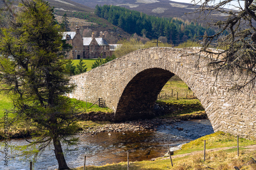 Scottish landscape with Scotland Architectural Bridge and clear water Scotland Travel Concept Hermitage photo