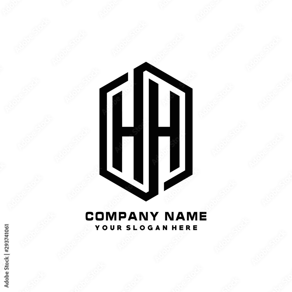 HH initials business abstract logo in the shape of a hexagon, with a thick line connected around the letters HH initials business abstract logo in the shape of a hexagon, with a thick line connected around the letters