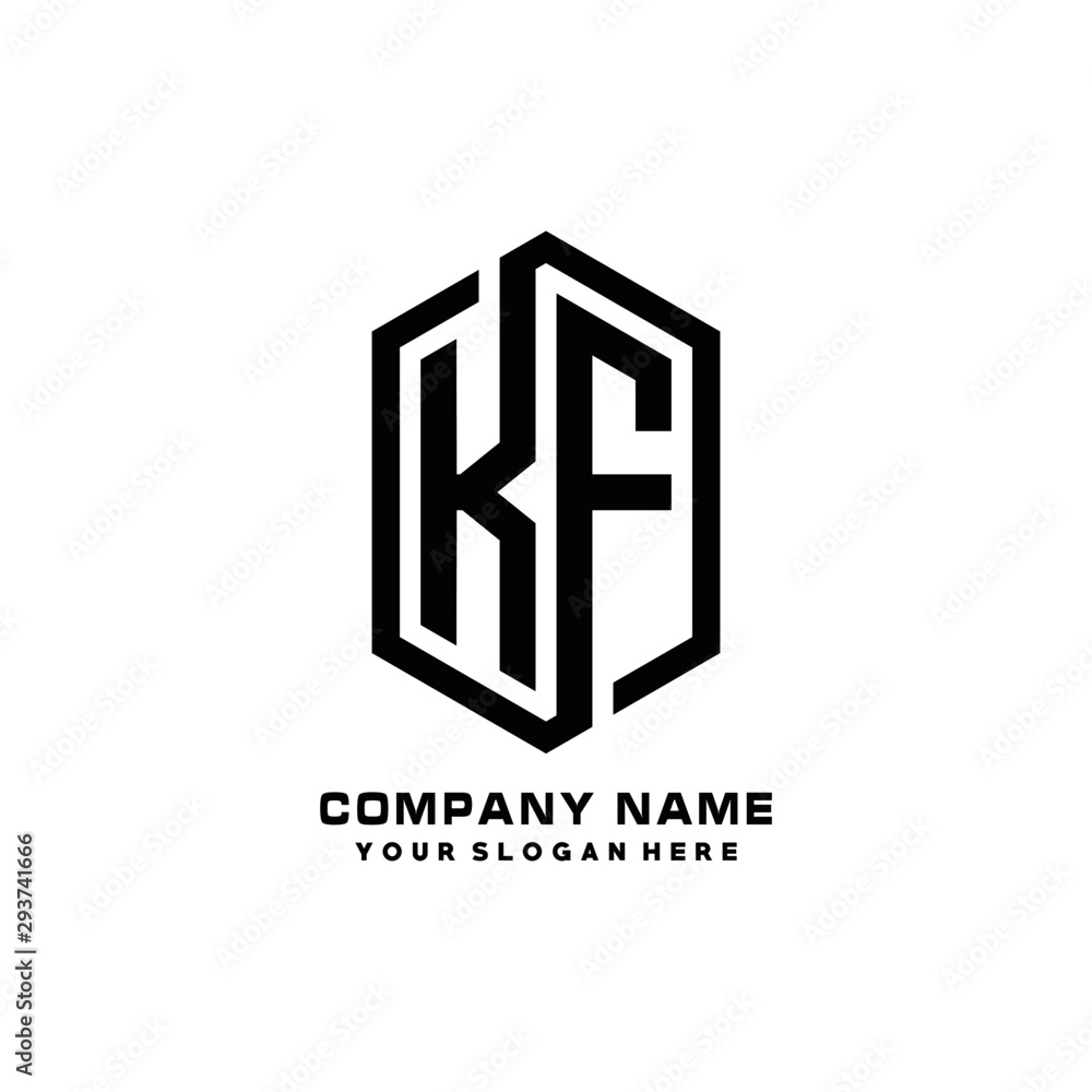 KF initials business abstract logo in the shape of a hexagon, with a thick line connected around the letters KF initials business abstract logo in the shape of a hexagon, with a thick line connected around the letters