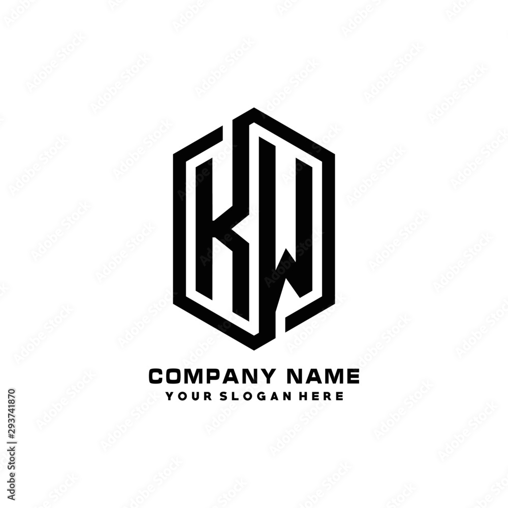 KW initials business abstract logo in the shape of a hexagon, with a thick line connected around the letters KW initials business abstract logo in the shape of a hexagon, with a thick line connected around the letters