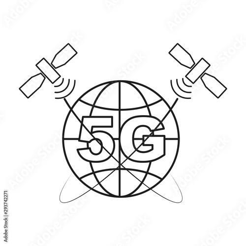 5G icon. Outline thin line. Isolated on white background. 