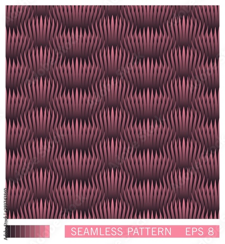 Vector seamless texture. Pattern from semiround shapes with cut edges. Effect of volumetric layered background.
