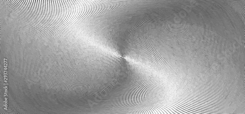 Abstract monochrome grungeradial halftone pattern. Soft dynamic lines 