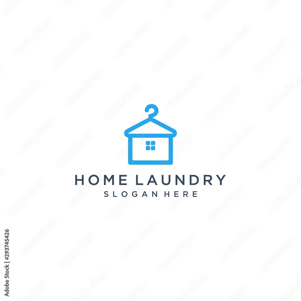 logo design laundry house, house with hanger logo design laundry house, house with hanger