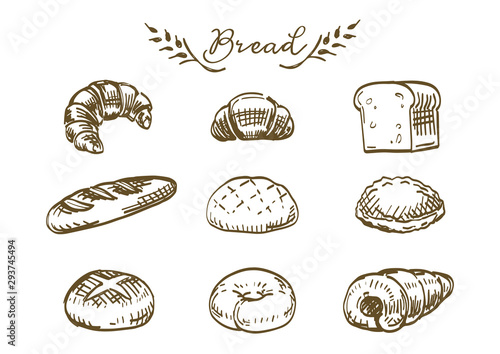 パンのイラストセット 単色