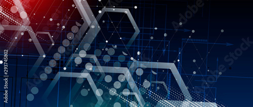 Neural network concept. Connected cells with links. High technology process. Abstract background