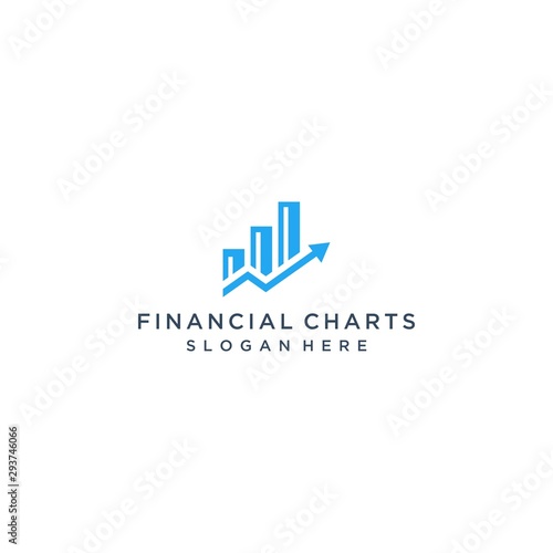 financial increment logo design or bar chart with up arrow
