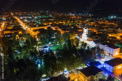 Bjelovar, Bjelovar Bilogora County, Croatia - September 29, 2019: A night view of Bjelovar and the Gibonni concert at the central city park