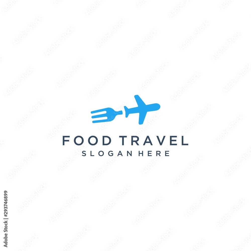 food travel design logo, or fork with a plane