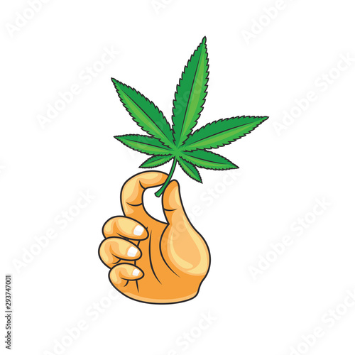 hands carry cannabis leaves vector illustration