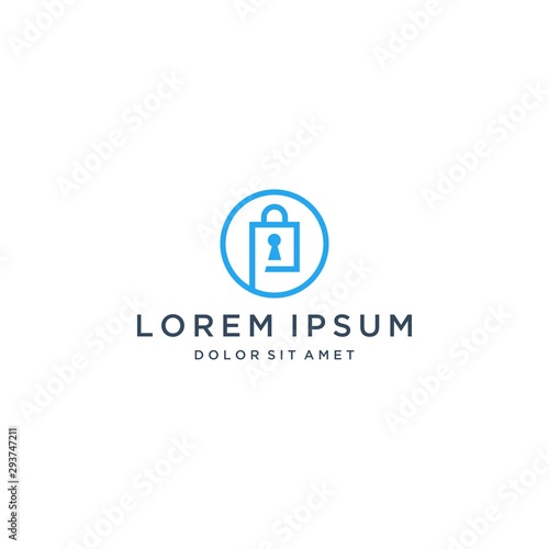 security design logo or letter P with a padlock