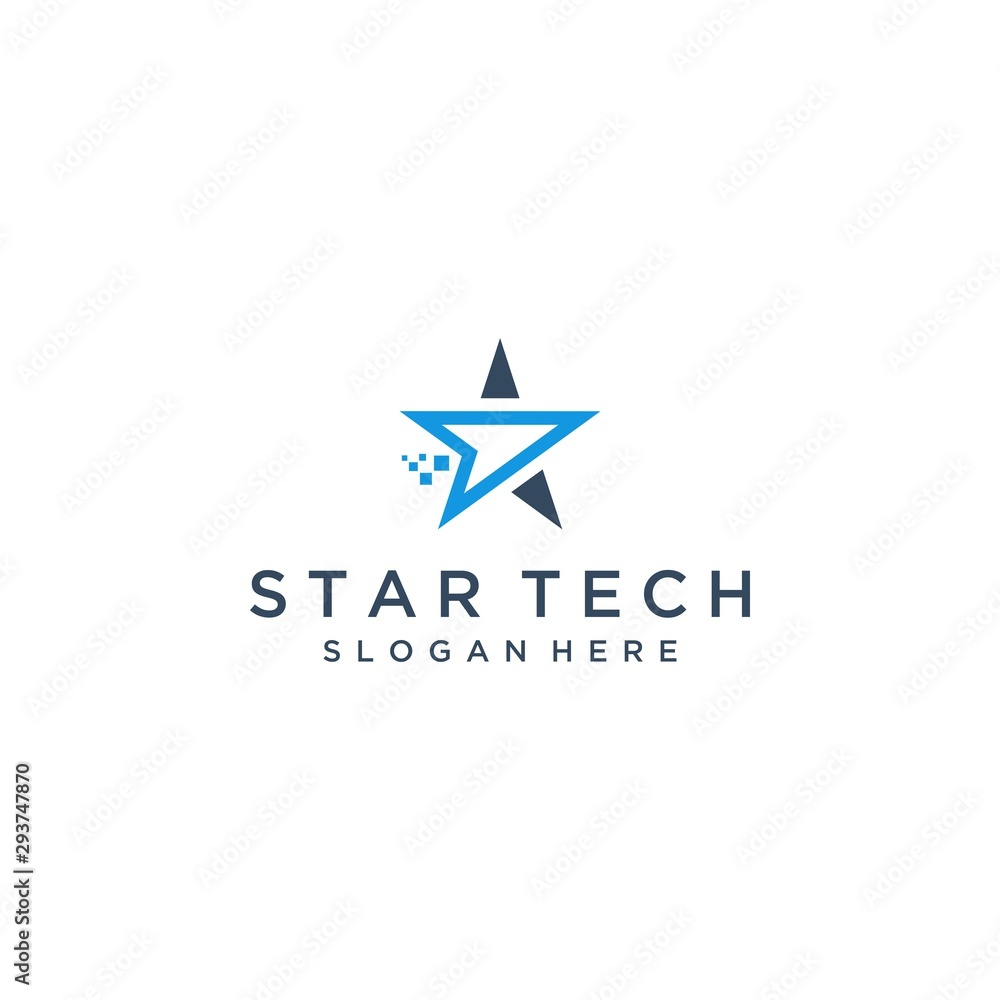 technology logo design or star with pixel technology logo design or star with pixel