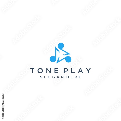music design logo or musical tone with the play button